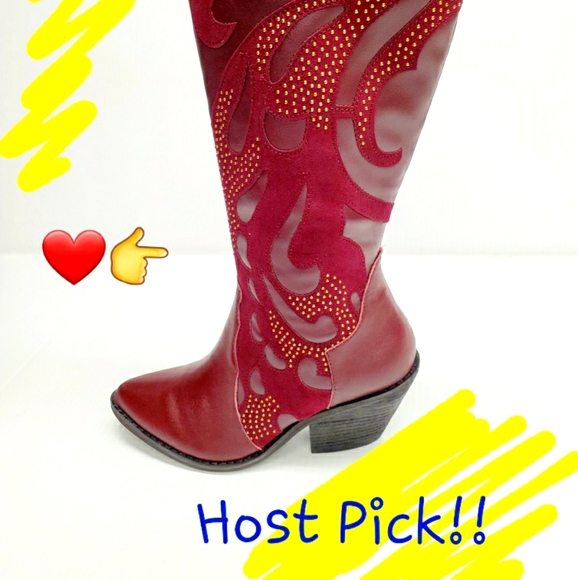 Carlos Santana Shoes - Carlos Santana Axel Studded RED Western Boots